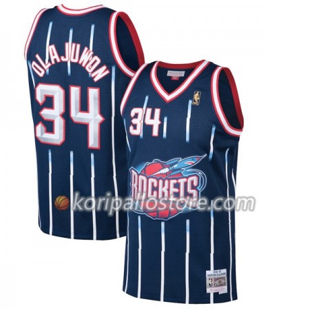 Houston Rockets Hakeem Olajuwon 34 Hardwood Classics Tummansininen Miesten Pelipaidat Swingman 